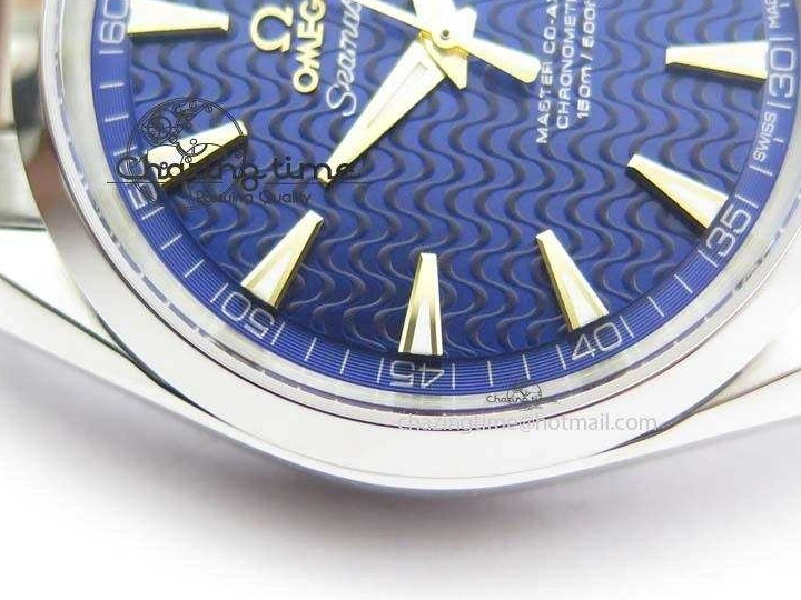 0505 Aqua Terra “James Bond” SS V6F 1:1 Best Edition Blue Textured Dial On SS Bracelet A GoodFit 8202